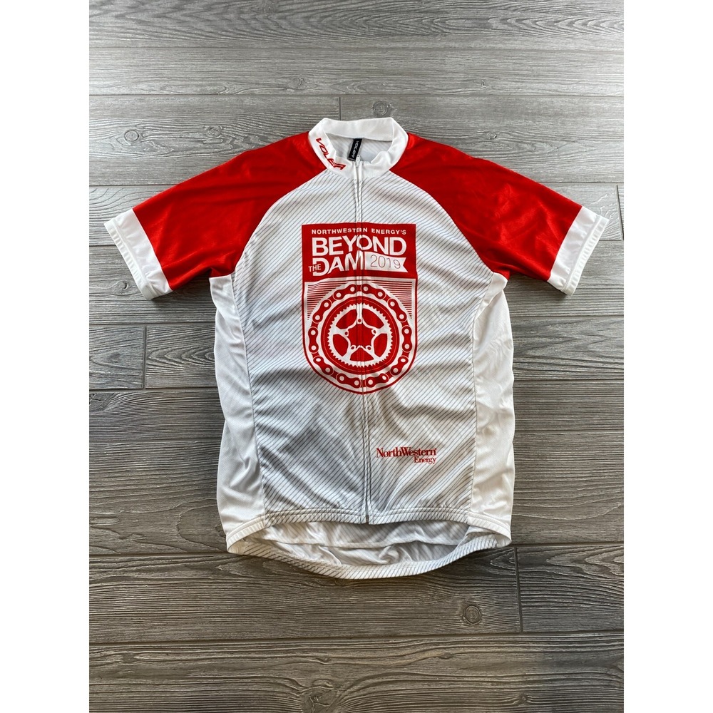 Voler Mens Cycling Jersey Northwestern Energy Beyond the Dam Red White Large